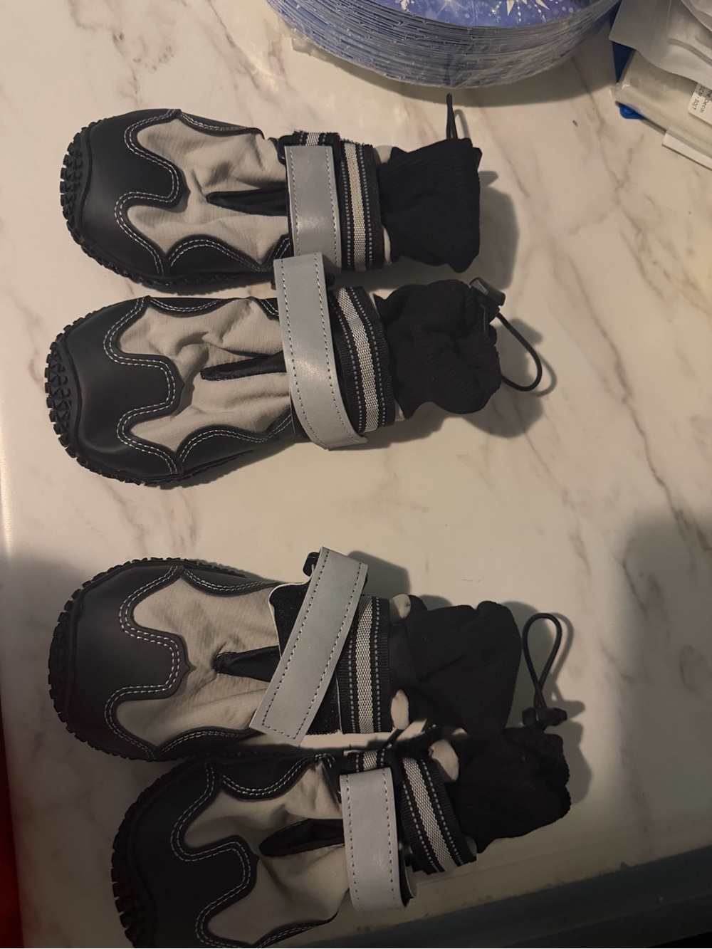 Black and Gray Waterproof Dog Boots - Reflective Strap